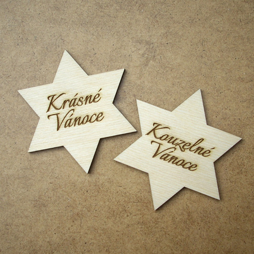 Vánoční hvězda 7cm s vlastním textem.... KV0137