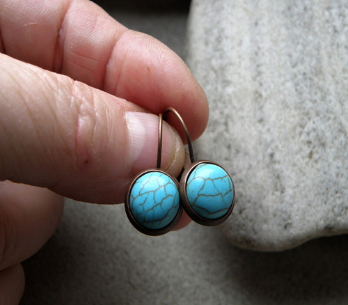 Naušnice - polodrahokamy - modrý howlit — foto 1