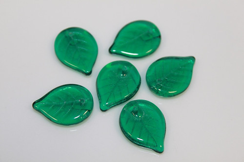 Lístečky - 18/13mm - zelená/emerald - 5ks
