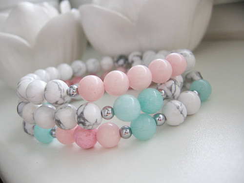 Belle set 3 náramků Howlit • Amazonit • Jadeit — foto 1