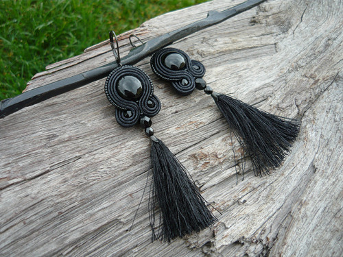 Soutache náušnice Black Elegant — foto 1