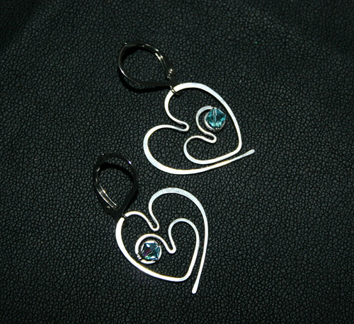Náušnice - Srdce - Swarovski - chirurgická ocel