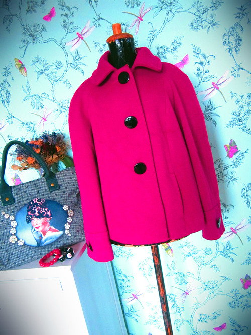 Kabátek sáčko retro fuchsia — foto 1
