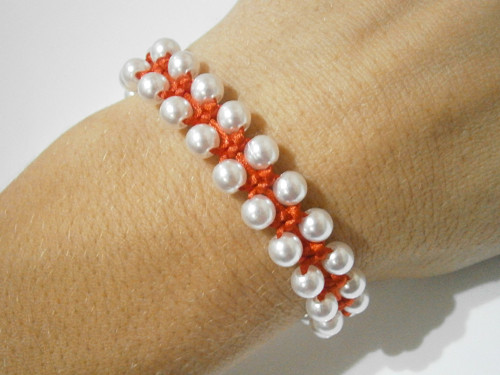 Perličkový náramek (macramé/unisex) — foto 1