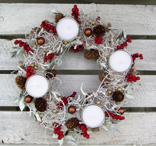 Adventní věnec na čajové svíčky — foto 1