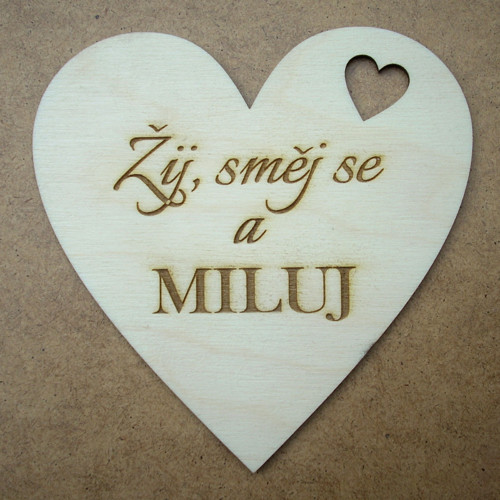 Dekorační srdce Žij, směj se a miluj,... KV0141