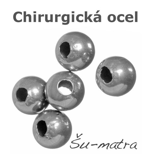 Korálek z chirurgické oceli, 8 mm (4 ks)