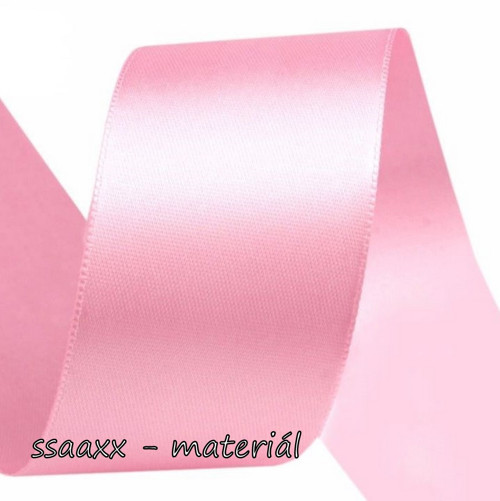 Stuha atlasová ~ oboulící ~ 40mm ~ růžová pivoňka