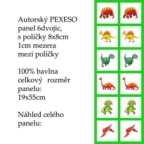 PEXESO panel 8x8cm, 6 dvojic: DINO — foto 1