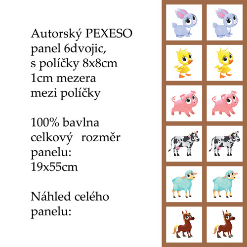 PEXESO panel 8x8cm, 6 dvojic: FARMIČKA — foto 1
