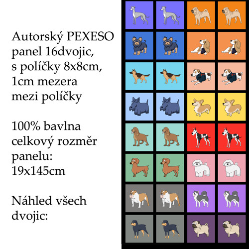 PEXESO panel 8x8cm, 16 dvojic: KRESLENÍ PEJSCI — foto 1