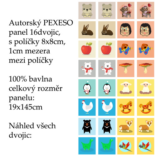 PEXESO panel 8x8cm, 16 dvojic:DĚTSKÝ MIX — foto 1