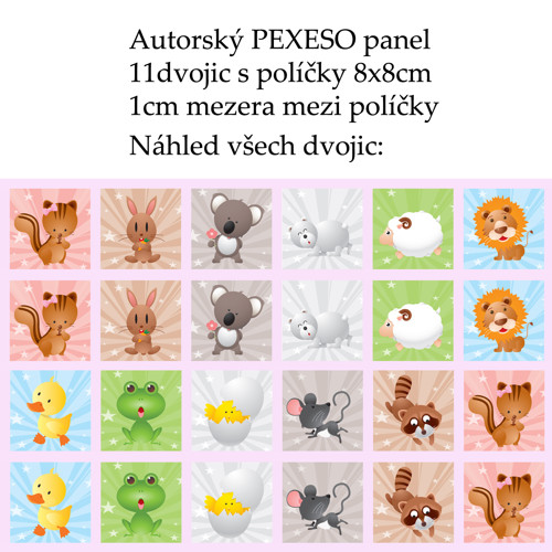 PEXESO panel 8x8cm, 11 dvojic: CUTE — foto 1