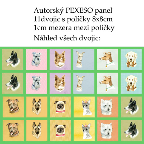 PEXESO panel 8x8cm, 11 dvojic: AKVARELÁČCI PEJSCI — foto 1