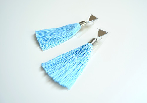 Náušnice Mirror Triangle Pastel Blue Tassel — foto 1