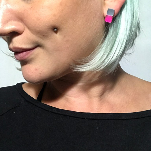 Náušnice Double round sque grey & color — foto 1