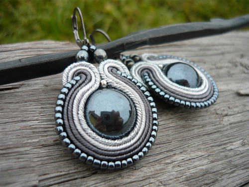 Soutache náušnice Midnight shadow — foto 1