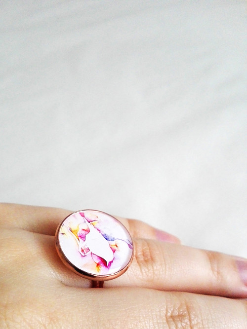 Rose gold prsten "aquarelle bird" — foto 1