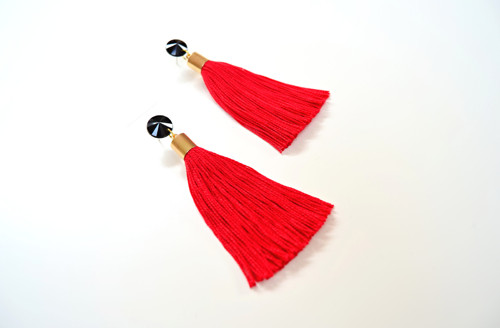 Výprodej Náušnice Gold Long Red Tassel — foto 1