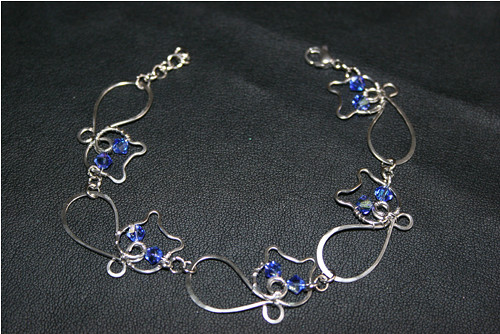 Kočičkový náramek - Swarovski - chirurgická ocel