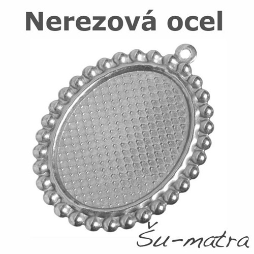 Přívěsek s lůžkem 25x18 mm z nerez oceli, (2 ks)