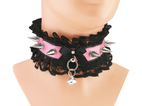 Obojek gothic, kitten play collar, bdsm obojek S3