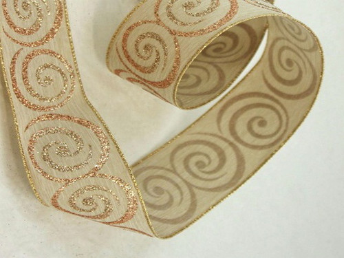 Vánoční stuha 60mm béžová