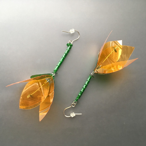 Upcycling: Náušnice Fuchsia-Oranž-ZelTma