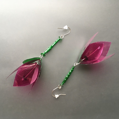 Náušnice Fuchsia-RůžTma-ZelTma