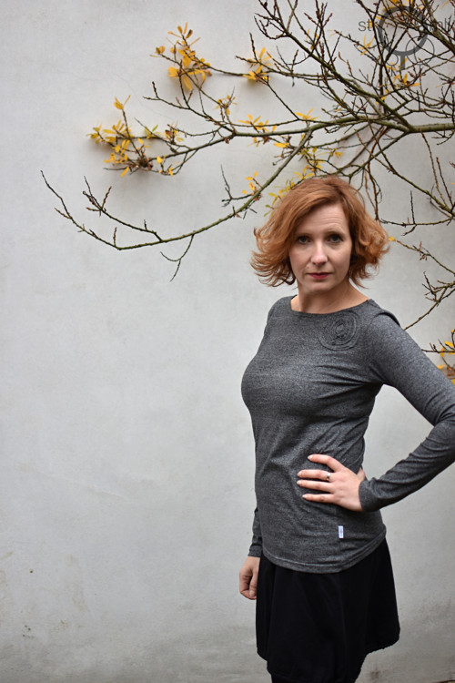 Šedé melírované s aplikací, vel. M — foto 1