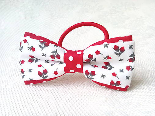Romantic hair bow (white/red/dots/flowers)