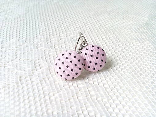 Dots earrings (pink/black dots)