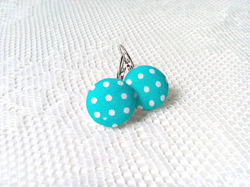 Dots earrings (turquoise/white dots)