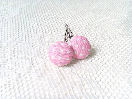 Dots earrings (pink/white dots)