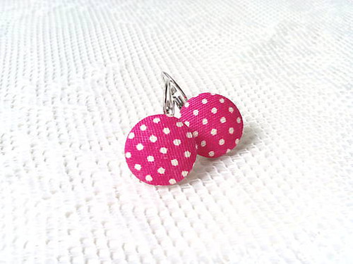 Dots earrings (fuchsia/white dots)