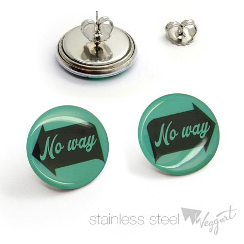 No way / Buttonové náušnice nerezová ocel — foto 1