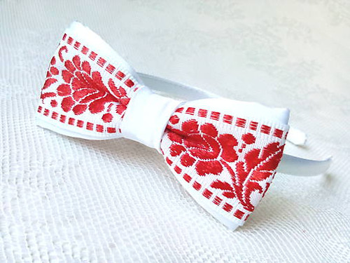 Slovak folklore headband (red/white) — foto 1