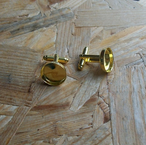 MANŽETOVÉ KNOFLÍČKY ZLATÉ S LŮŽKEM 15 mm