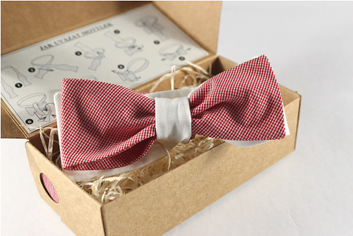 Pánský vázací motýlek RED CUBE / White knot — foto 1