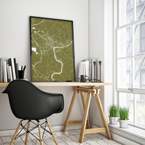 ÚSTÍ NAD LABEM, 50x70cm, minimalistické, zlaté