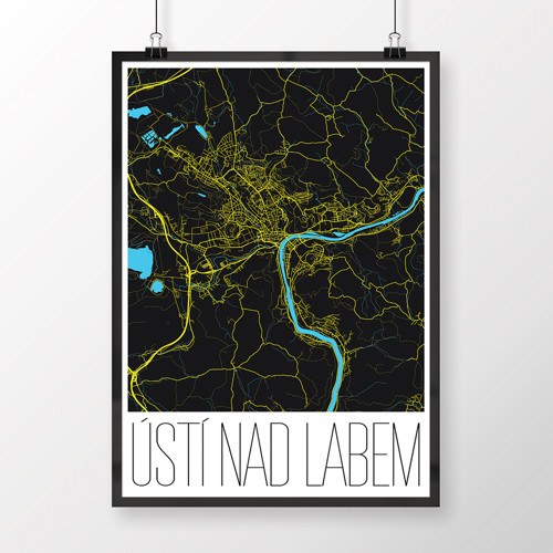 ÚSTÍ NAD LABEM, 50x70cm, moderní, černé