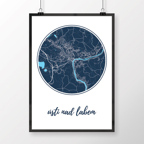 ÚSTÍ NAD LABEM, 50x70cm, kulaté, tmavě modré