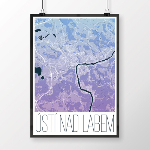 ÚSTÍ NAD LABEM, 50x70cm, moderní, modro-fialové
