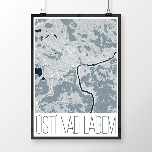 ÚSTÍ NAD LABEM, 50x70cm, moderní, světle modré — foto 1