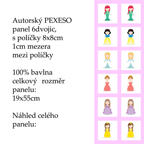 PEXESO panel 8x8cm, 6 dvojic: PRINCEZNY — foto 1