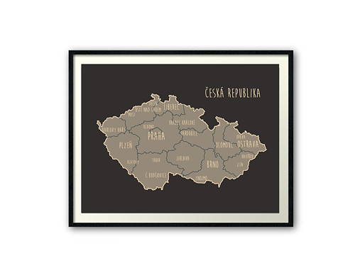 Mapa ČR šedá — foto 1