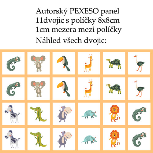 PEXESO panel 8x8cm, 11 dvojic: ROZTOMILÁ AFRIKA — foto 1