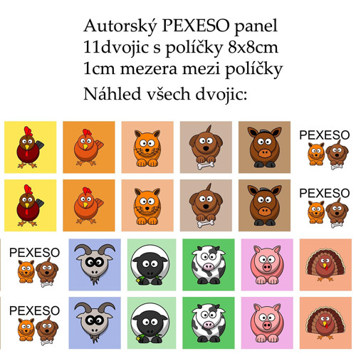 PEXESO panel 8x8cm, 11 dvojic: DOMÁCÍ OKÁČI — foto 1