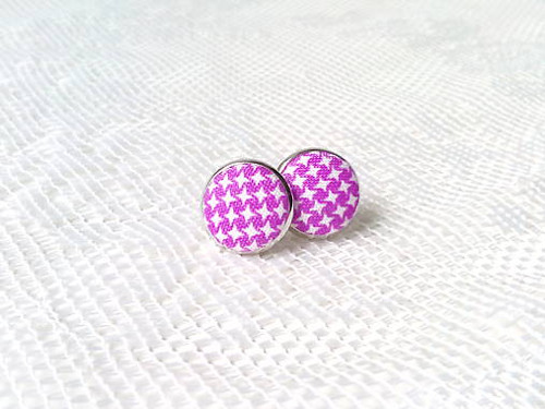 Náušničky Retro stars (fialová/fuchsia)