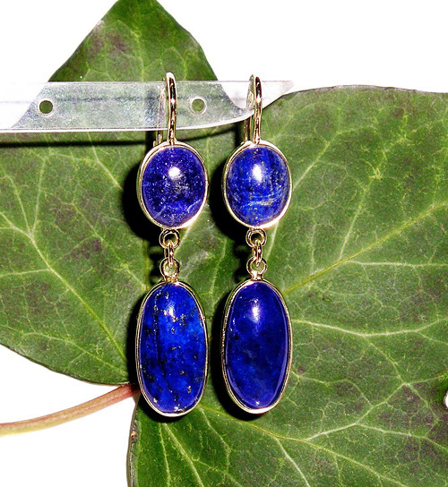 ZLATÉ visací náušnice LAPIS LAZULI — foto 1